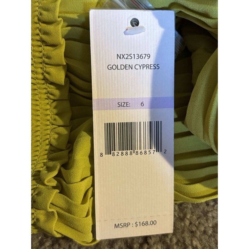Nanette Lepore Golden Cypress Pleated Dress Size 6 Sleeveless Mock Neck - Picture 3 of 6